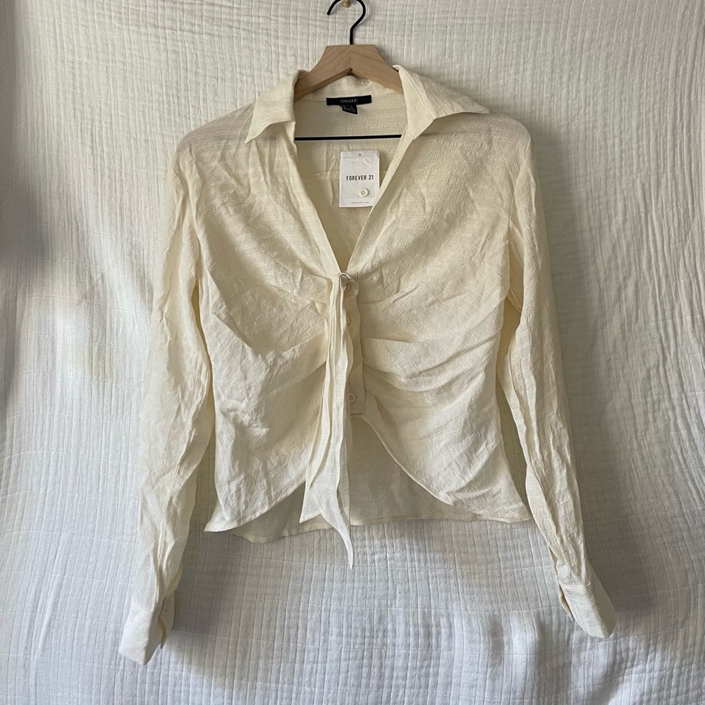 Pastel Yellow Cropped Button Up
